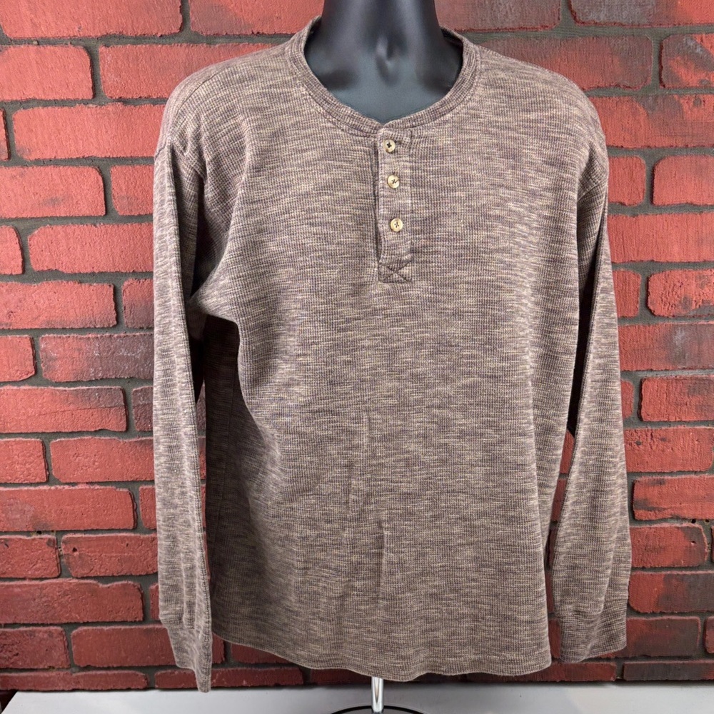 Jake Austin Men's Brown Thermal Henley Shirt‎ Size Large